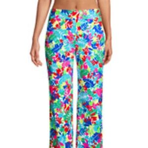 Lands' End Women's UPF 50 Sun Protection Swim Cover-up Beach Pants Print - EUC